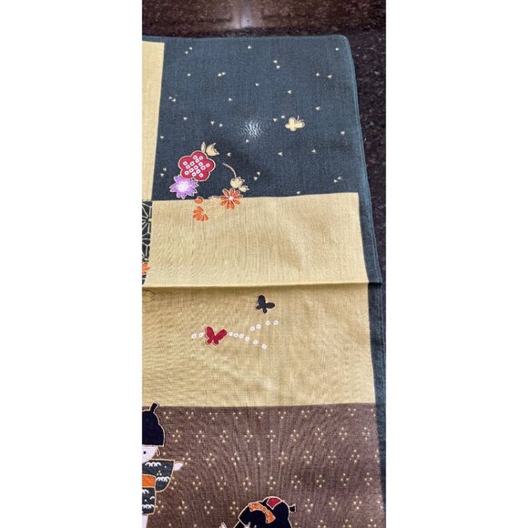 Vintage Japanese Handkerchief Little Boy & Girl Playing Butterflies And Flowers - Picture 7 of 9